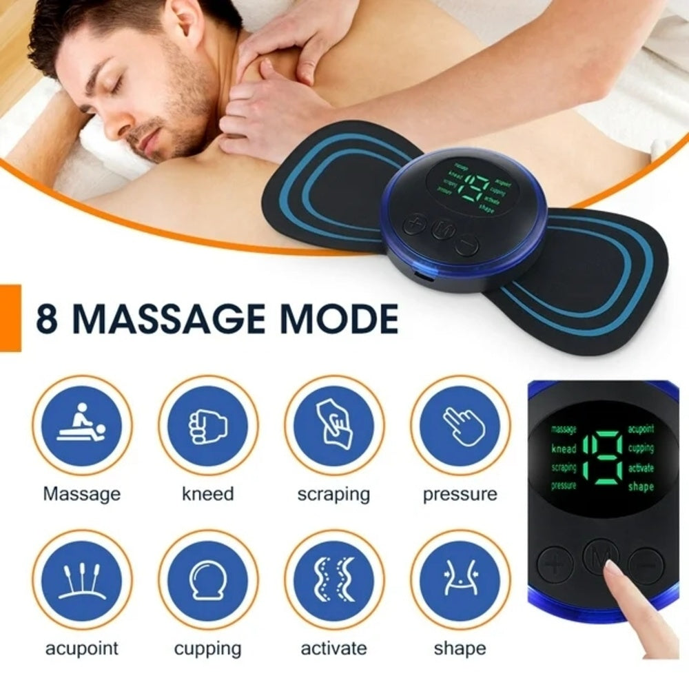 Mini Neck, Shoulder, Back, Waist Massager, Remote Control with 8 Modes, 19 Adjustable Levels and 5 Massage Stickers