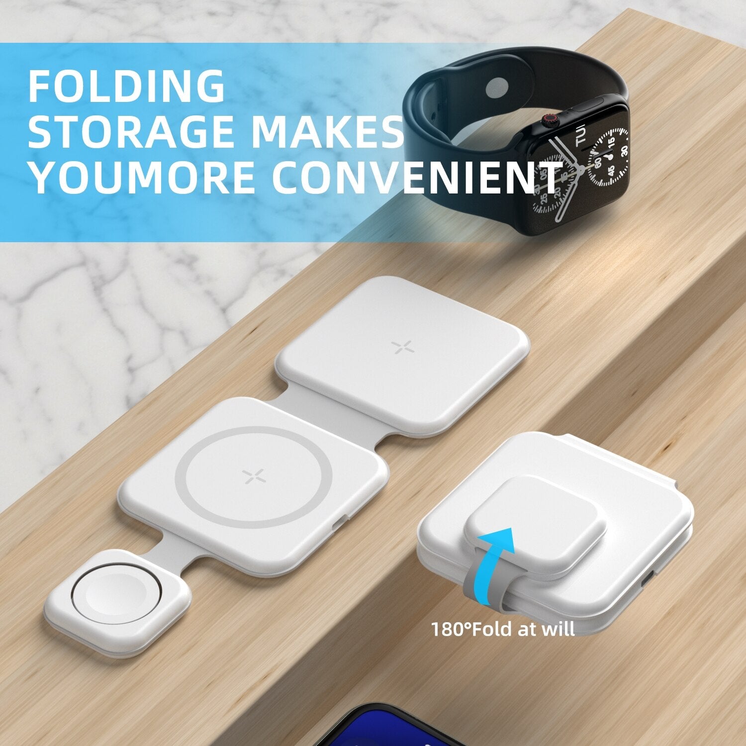 3 in 1 Foldable Magnetic Charger Wireless Multi-Device Charging