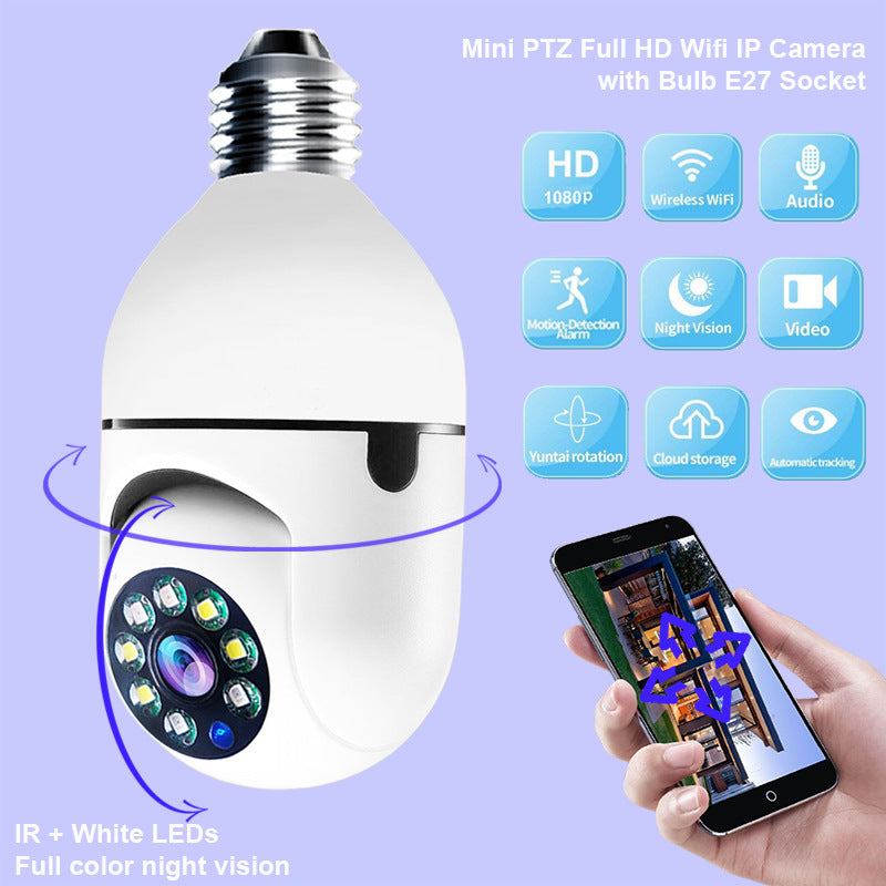 WiFi CAMERA 1080P Bulb 4X Zoom Camera Home 5G