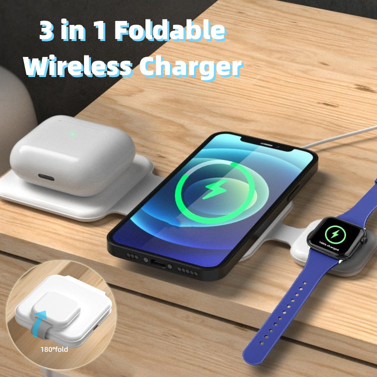 3 in 1 Foldable Magnetic Charger Wireless Multi-Device Charging