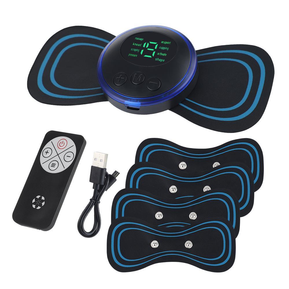 Mini Neck, Shoulder, Back, Waist Massager, Remote Control with 8 Modes, 19 Adjustable Levels and 5 Massage Stickers