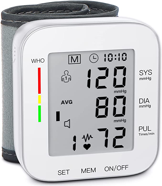 Blood Pressure Monitor Wrist BP Monitor Large LCD Display Adjustable Wrist Cuff