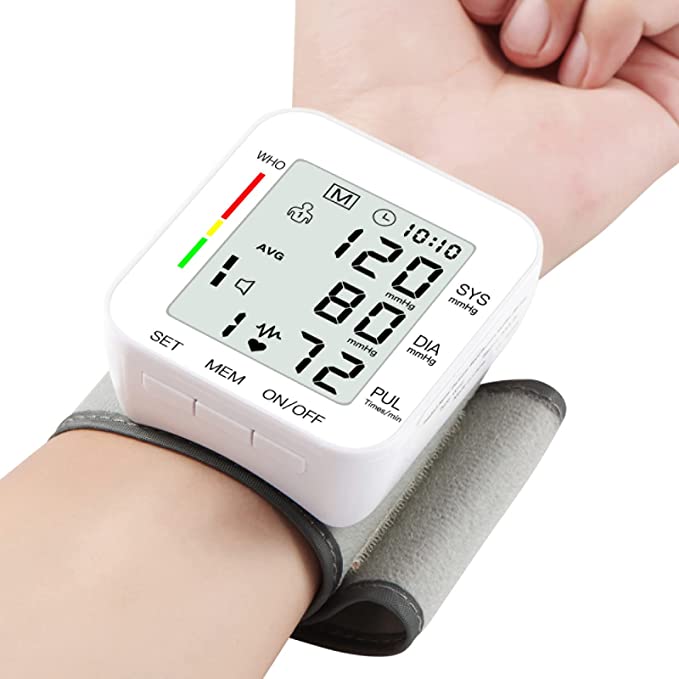 Blood Pressure Monitor Wrist BP Monitor Large LCD Display Adjustable Wrist Cuff